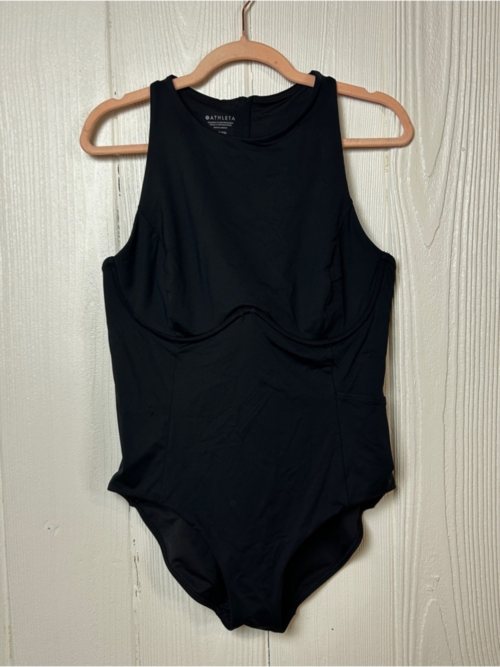 Athleta Maldives Sport One Piece Swimsuit Black Size 38D/DD